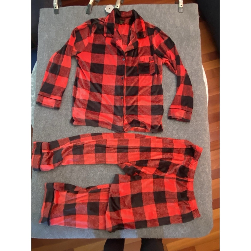 Donna Karan 2 Piece Sleepwear XL Buffalo Plaid Button Top Luxury